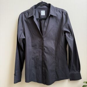 Brooks Brothers 346 Black  Cotton Non-Iron Dress Shirt Fitted Stretch Size 12